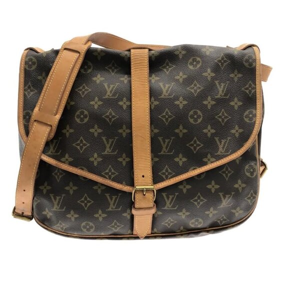 100% Authentic LOUIS VUITTON Saumur 35  Brown Monogram Shoulder Bag - Picture 1 of 15
